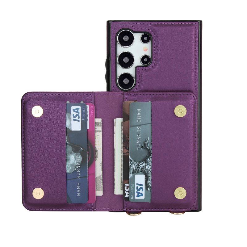 Magnetische portemonnee leren hoes voor Samsung Galaxy S25 Ultra S24 Plus S23 S22 S21 Crossbody RFID-blokkerende kaart_voghion.com