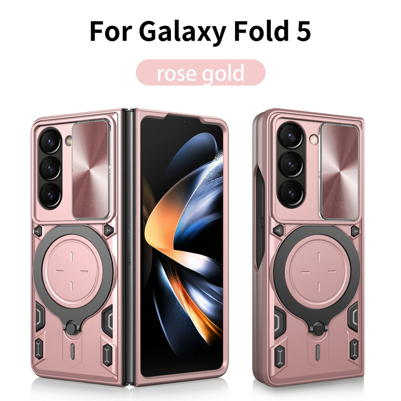 Schiebefenster-Kameraobjektivschutz, magnetischer Ring-Ständer-Schutzhülle für Samsung Galaxy Z Flip5 Fold5 5G, rote Hartpanzerung, stoßfest_voghion.com