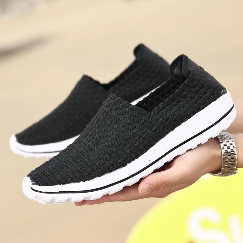 Sneakers estive da uomo, nere, intrecciate, da spiaggia, morbide, leggere, sportive, casual, traforate, traspiranti, slip-on, da tennis_voghion.com