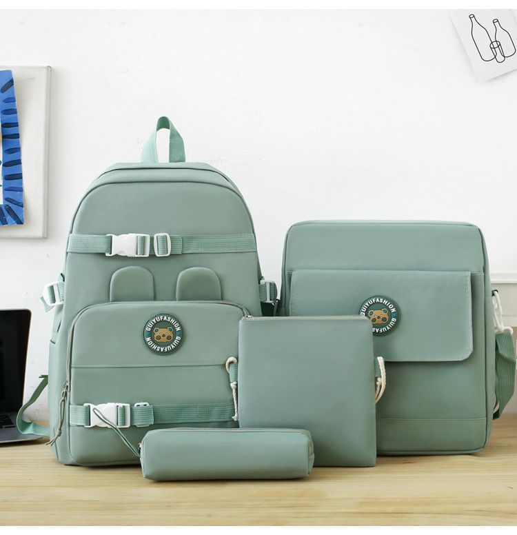 GUIYU Schulrucksack-Set für Kinder – 4-teiliger, leichter Canvas-Bücherrucksack mit atmungsaktiven Trägern, trendigem Buchstabendruck, geräumig für Grundschüler_voghion.com