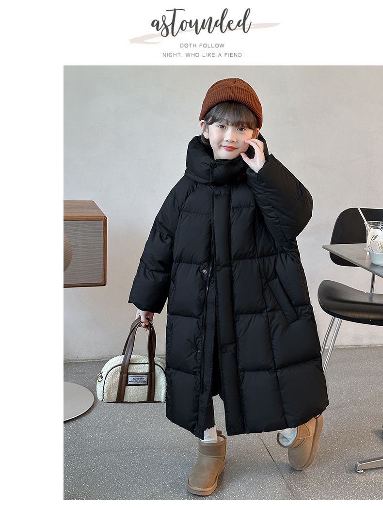 2024 New Children's Down Cotton Jacket, Extended Knee Length Cotton Jacket, Korean Style_voghion.com