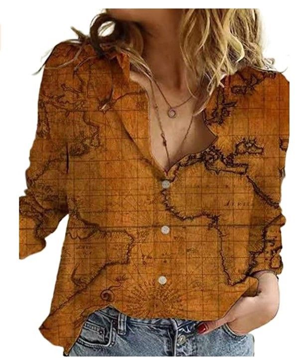Maglietta da donna a maniche lunghe con stampa Verve 2025 New Map Design_voghion.com