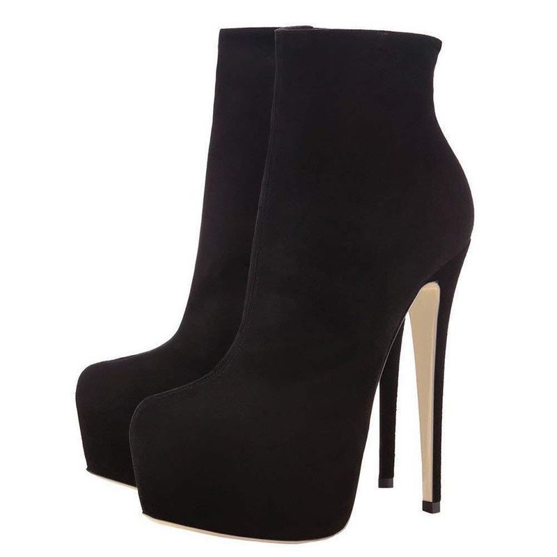Botas femininas curtas com plataforma aquática e zíper lateral_voghion.com