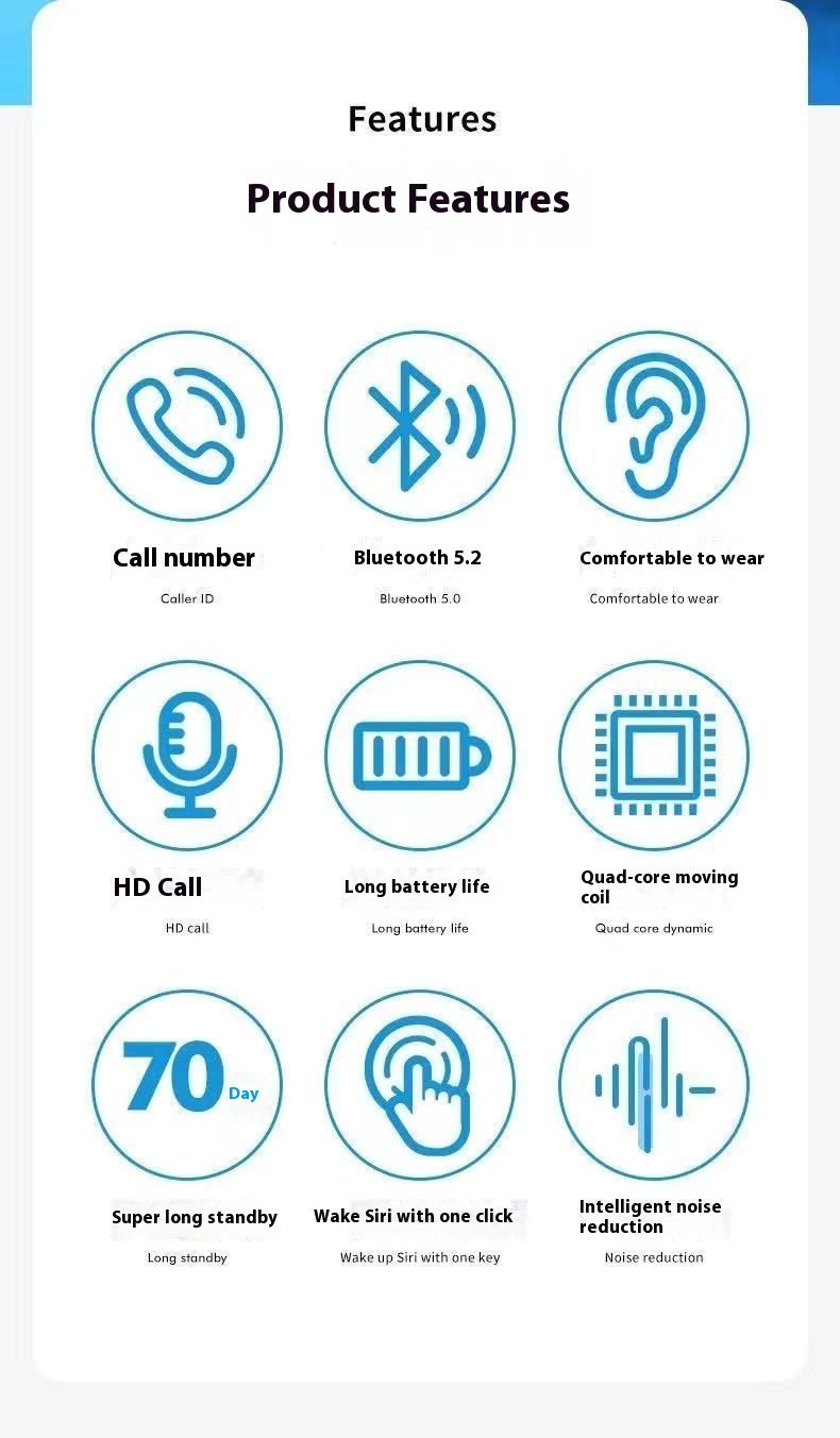Auricolari Bluetooth wireless over-ear per attività commerciali, sport, corsa, impermeabili, anti-sudore, chiamate HD, auto, universali_voghion.com