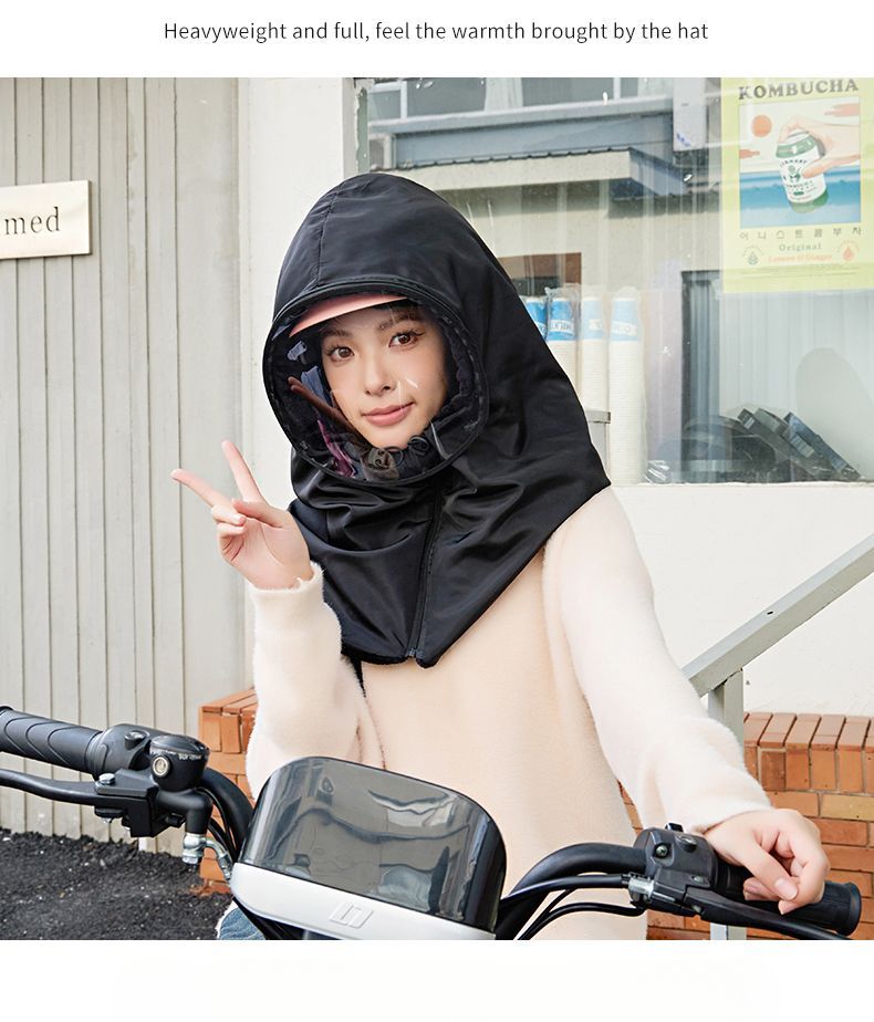 Radfahren für Damen, winddichter, warmer Helmüberzug für den Herbst und Winter im Freien, wasserdicht, vergrößert und verdickt, kältebeständiges Ohr_voghion.com