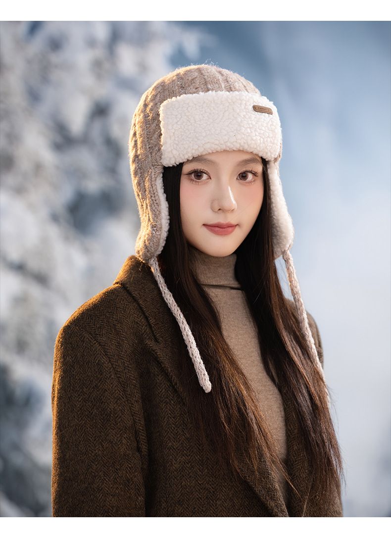 Women's Autumn Winter Retro Plush Lei Feng Versatile British Style Patched Knitted Cold-Proof Warm Hat New_voghion.com