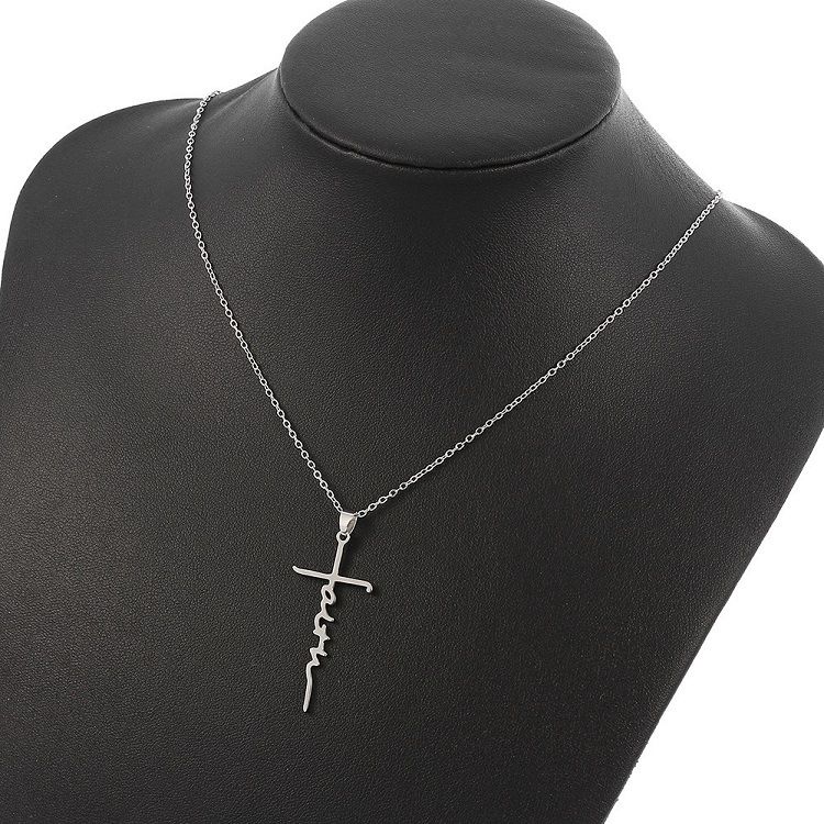Collana con ciondolo a croce, nuova nicchia, semplice, alla moda, con lettera, accessori per coppie, per uomini e donne_voghion.com