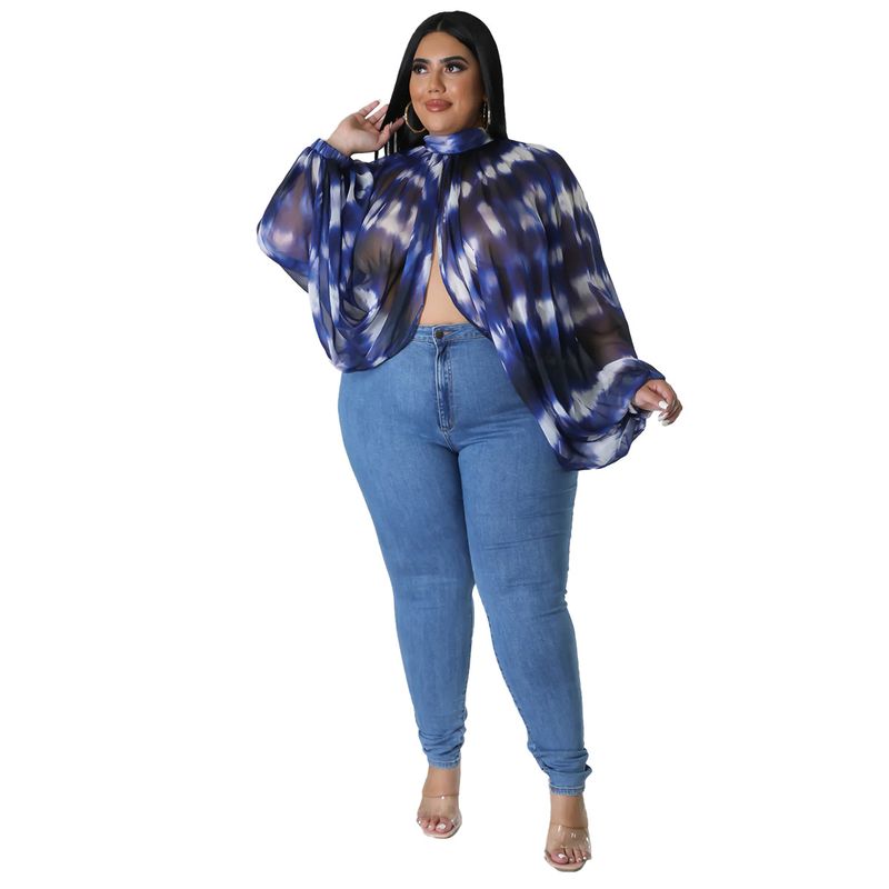 Damen-Oberteil in Übergröße, Übergröße, Damenbekleidung, Rundhalsausschnitt, offener Rücken, Chiffon-Schnüroberteil für Damen_voghion.com