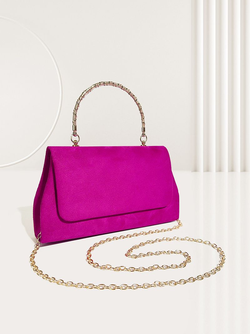 Newly released high-end evening bag with suede temperament and socialite alloy handbag_voghion.com
