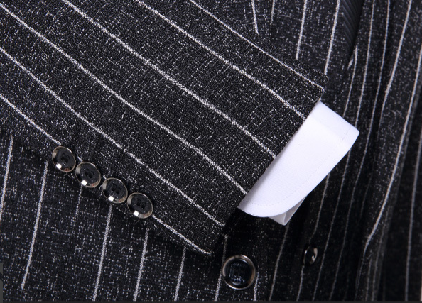 Terno masculino listrado slim de três peças, primavera 2024, estilo coreano, terno social masculino, atacado_voghion.com