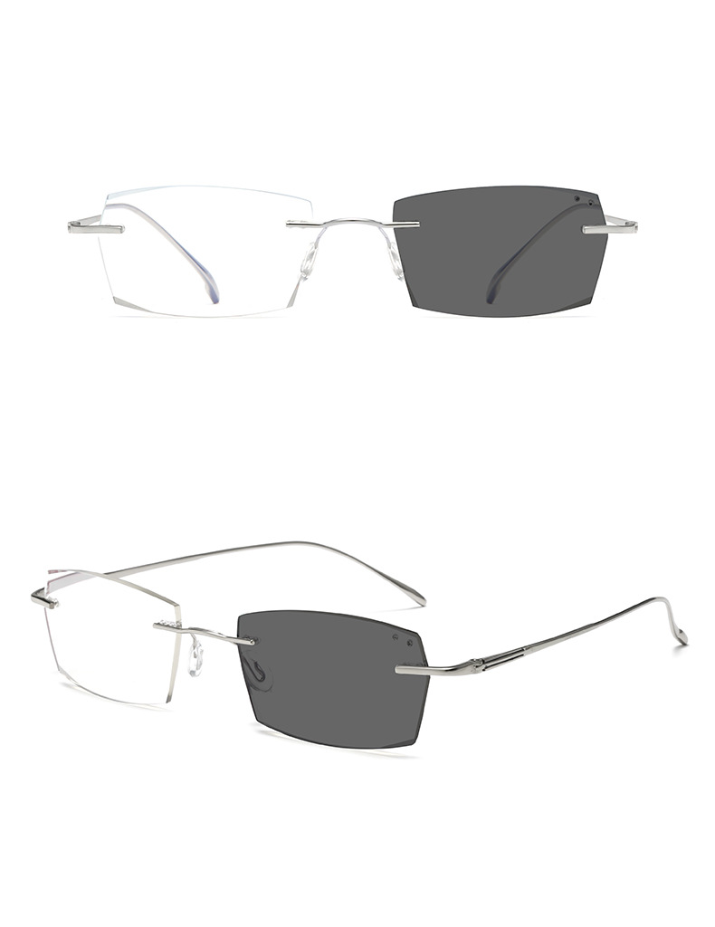 Occhiali da presbiopia unisex con bordo tagliato a luce blu con diamanti e occhiali da presbiopia senza cornice, occhiali da presbiopia per uomo e donna che cambiano colore_voghion.com