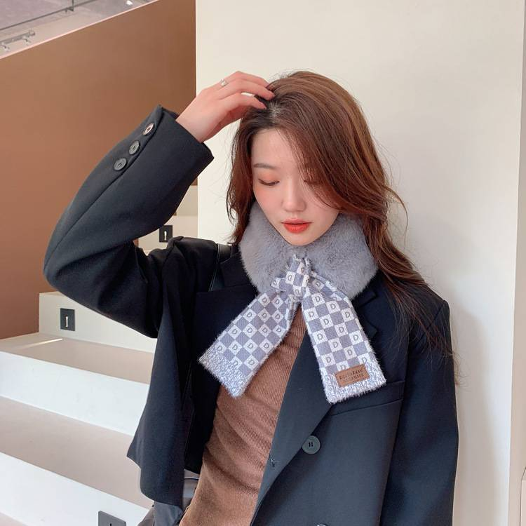 Hair collar scarf winter new Korean version ins high-grade plush warm neck protection scarf_voghion.com