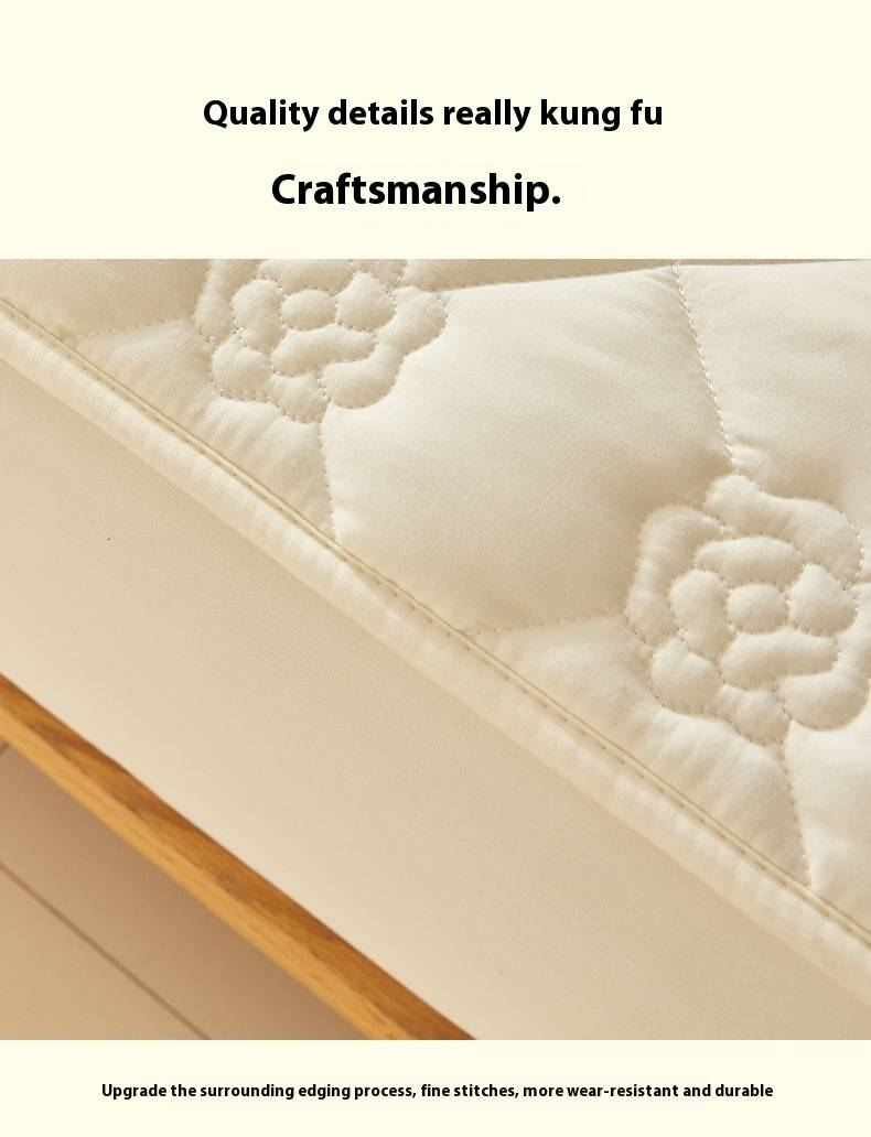 Winter-Weight Soybean Fiber Fitted Sheet - Non-Slip Mattress Protector With Quilted Padding - Solid Color Simple Design For Simmons/Spring Mattress_voghion.com