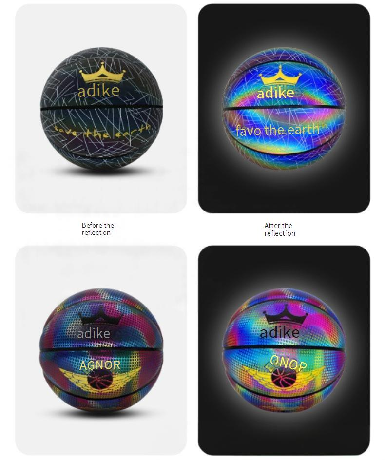 Reflective & Glow In The Dark Size 7 Basketball - Durable PU Street Basketball With Anti-Slip Grip_voghion.com