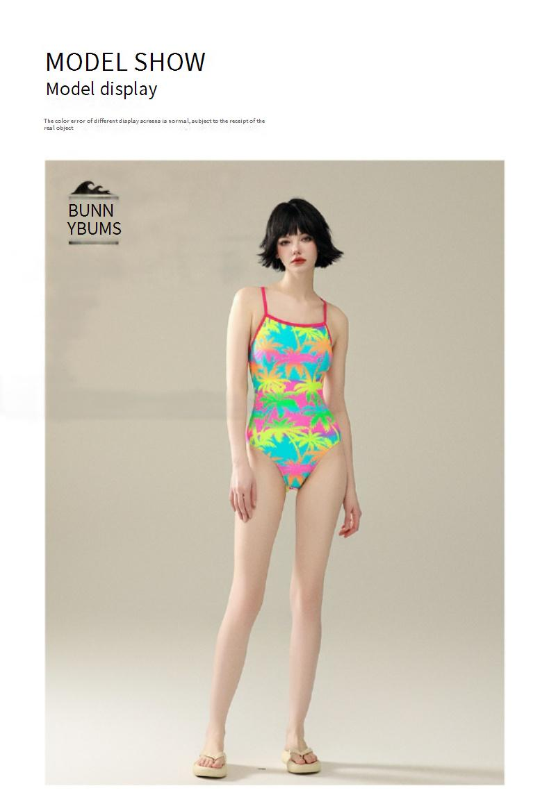 Nuovo costume da bagno intero da corsa da donna, modello Hot Spring, fluorescente, con motivo a cocco, di alta qualità, per piscina_voghion.com