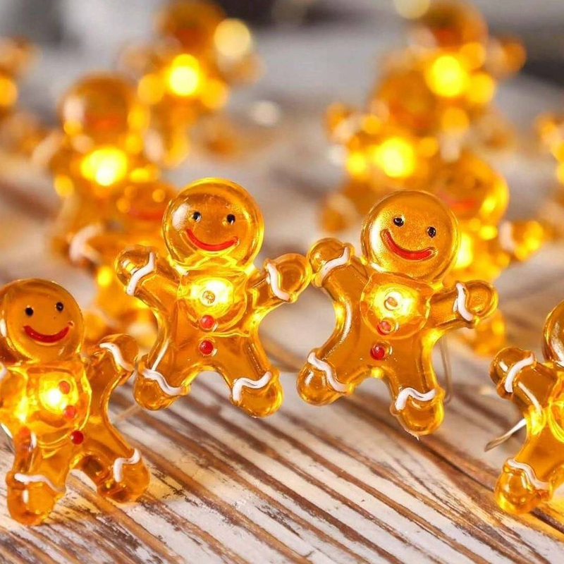 Luces LED de alambre de cobre, luces de colores, luces decorativas navideñas, alces navideños, copos de nieve, muñecos de nieve, guirnaldas de luces con cierre._voghion.com