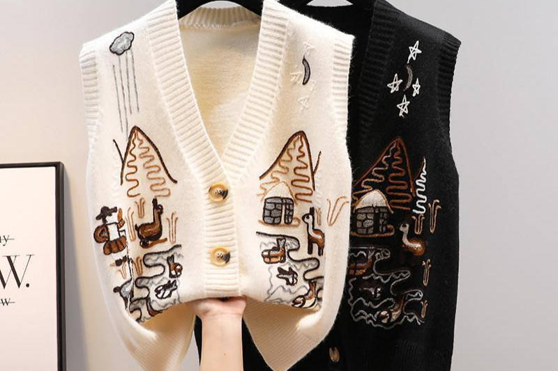 Damen-Strickweste mit V-Ausschnitt – Mischung, lockere Passform, unverzichtbares Lagenlook-Outfit für die Herbstsaison und das Büro_voghion.com