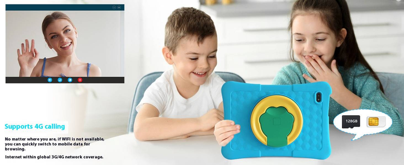 10,1-Zoll-Android-Tablet, 2 GB RAM, 32 GB Speicher, 4G LTE Dual-SIM, GPS, Bluetooth, Doppelkamera, Tablet für Kinder- und Familienunterhaltung mit stoßfester Hülle_voghion.com