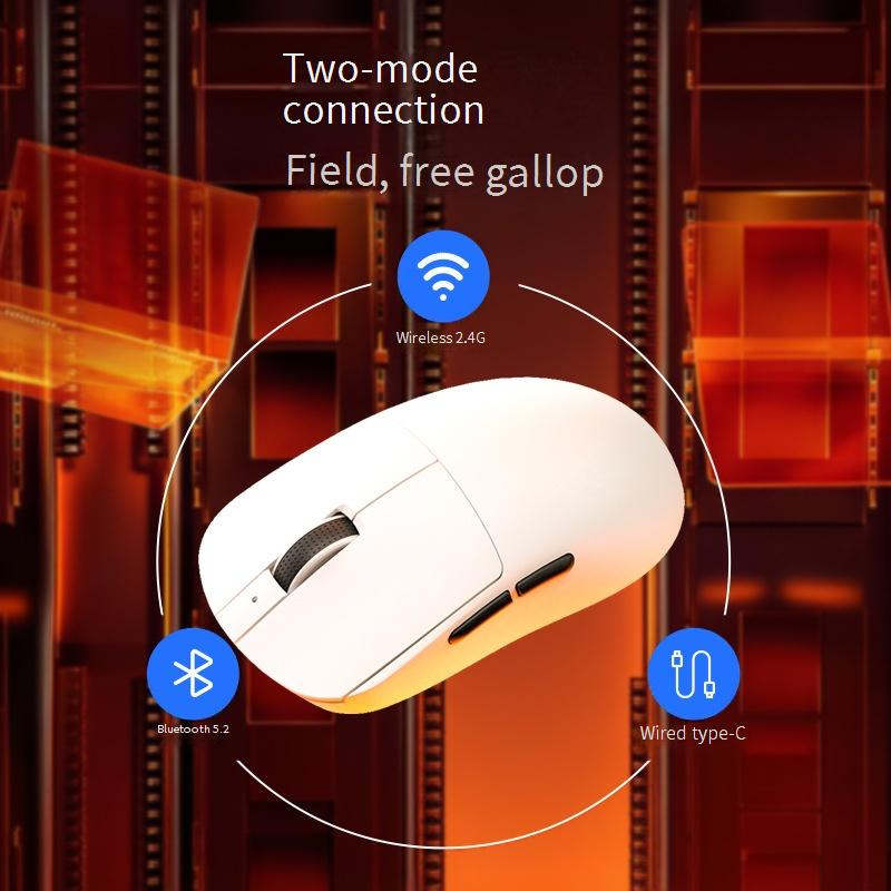 Leichte Gaming-Maus mit drei Modi und 2,4-G-/Bluetooth-/Kabelverbindung, wiederaufladbar, 6400 DPI, 7 Tasten, ergonomisches Design_voghion.com