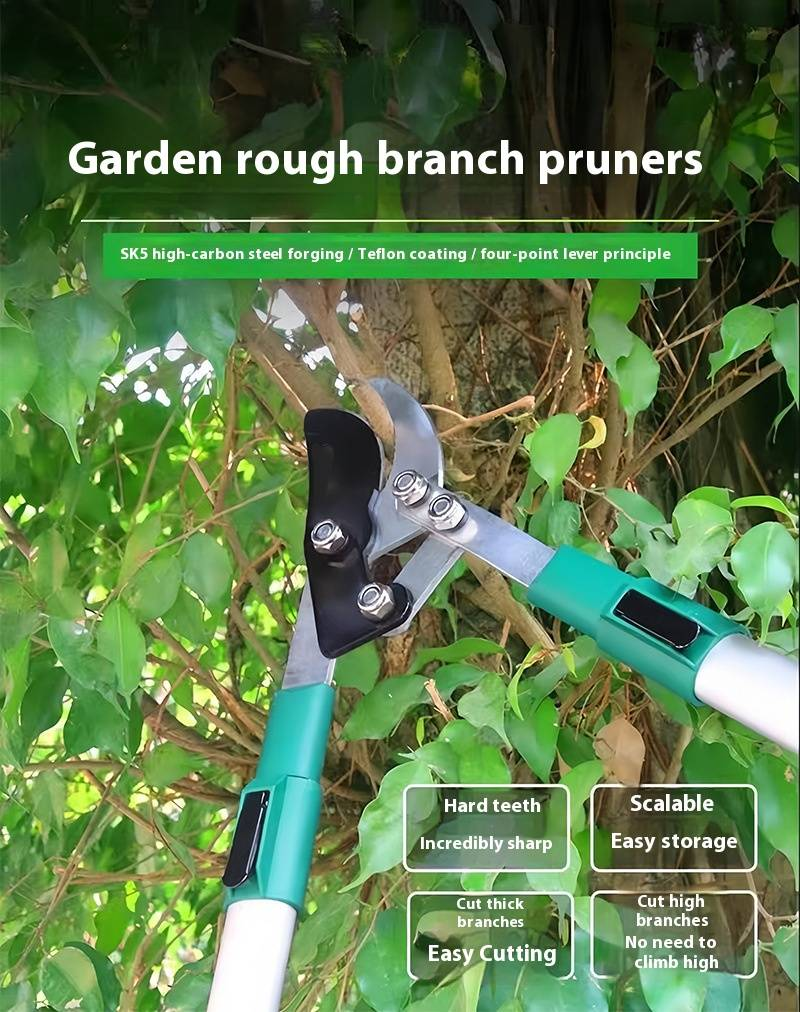 Heavy Duty Bypass Lopper With Shark Tooth Blade - Professional Branch Cutter For Gardening, Tree Trimming, And Landscaping (48x19x3cm)_voghion.com