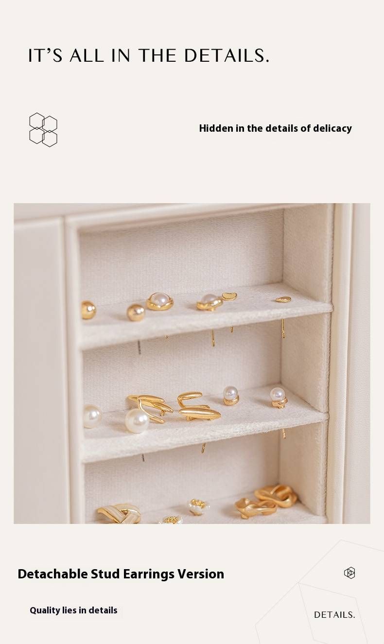 360° drehbarer Schmuck-Organizer – Drehbare mehrschichtige Aufbewahrungsbox für Ohrringe, Ringe und Halsketten – Luxus-Schmuckschrank mit großem Fassungsvermögen und Spiegel_voghion.com