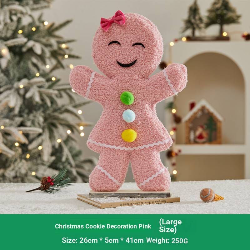 Wooden Christmas Cookie Figurines – Festive Tabletop Decor (2 Sizes, Pink & Brown, Multi-Style Holiday Display)_voghion.com
