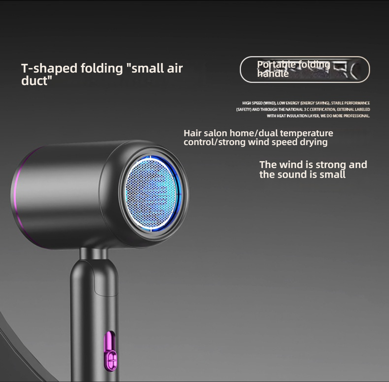 1200W Professional Hair Dryer With Blue Light Therapy - Foldable, 3-Speed, Dual Voltage For Travel & Home (White/Grey/Khaki)_voghion.com