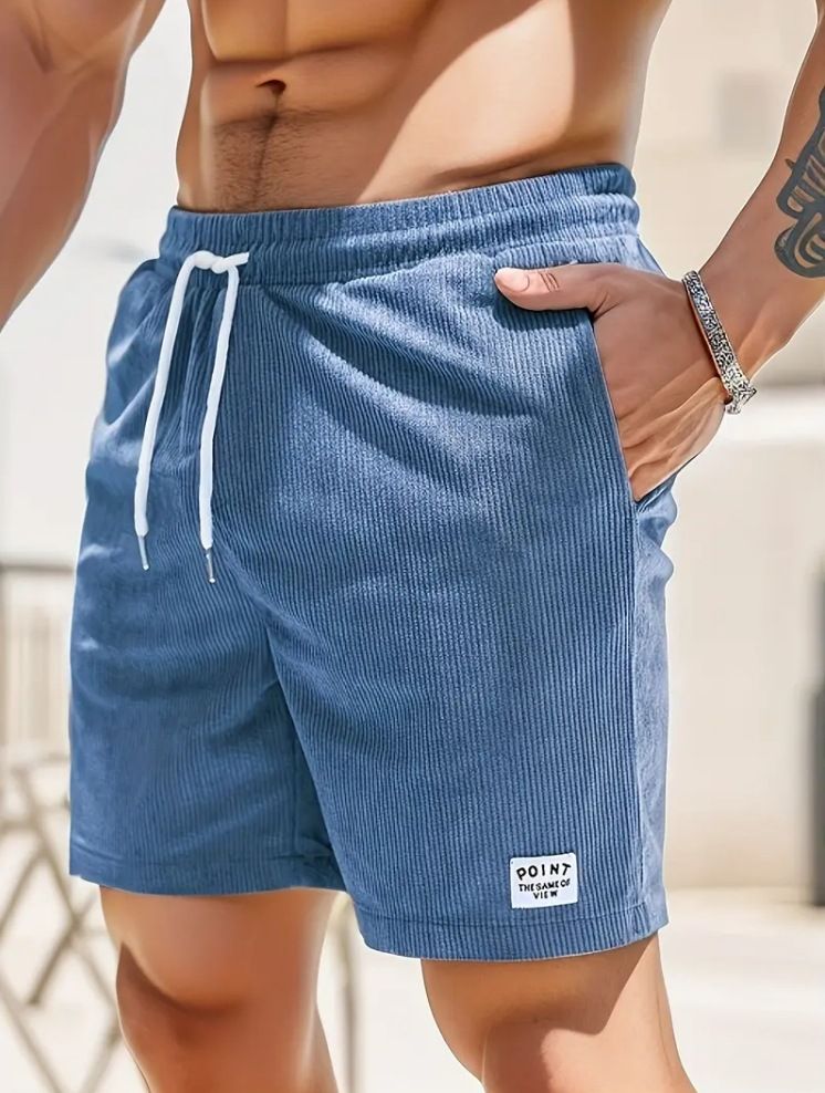 2024 Summer Solid Color Drawstring Corduroy Men's Shorts Casual Pants_voghion.com