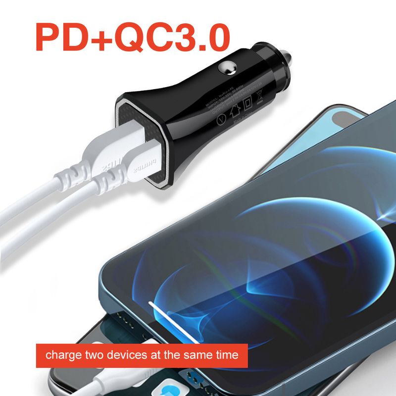 12W PD+USB A+C mobile phone 2.4A dual port car charger_voghion.com
