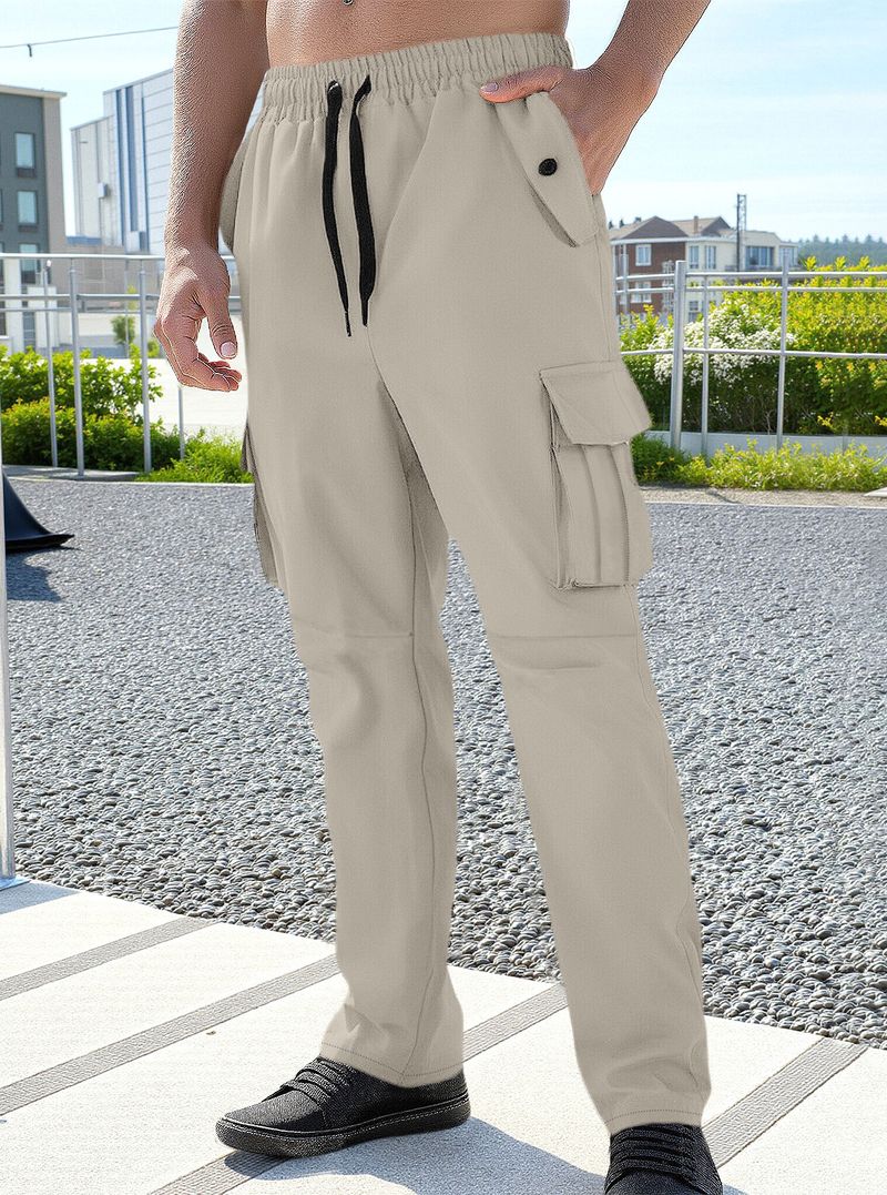 Men's Retro Outdoor Work Pants - Stylish Straight-Leg Cargo Pants With Multiple Pockets, Comfortable & Lightweight For Casual Wear_voghion.com