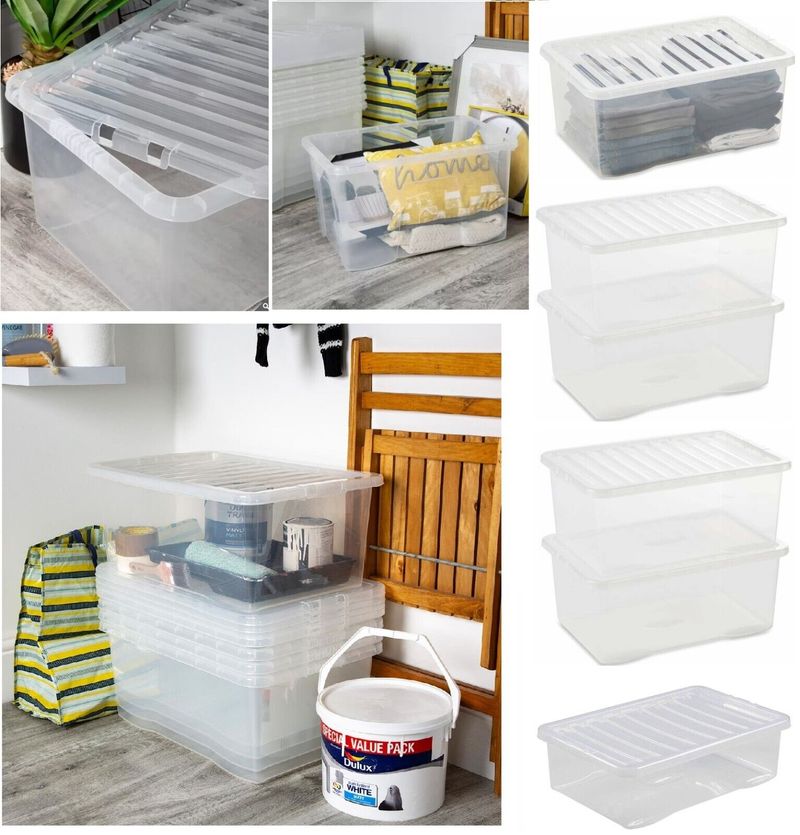 Clear Plastic Storage Boxes Box With Lids Home Office Stackable Multipurpose New_voghion.com