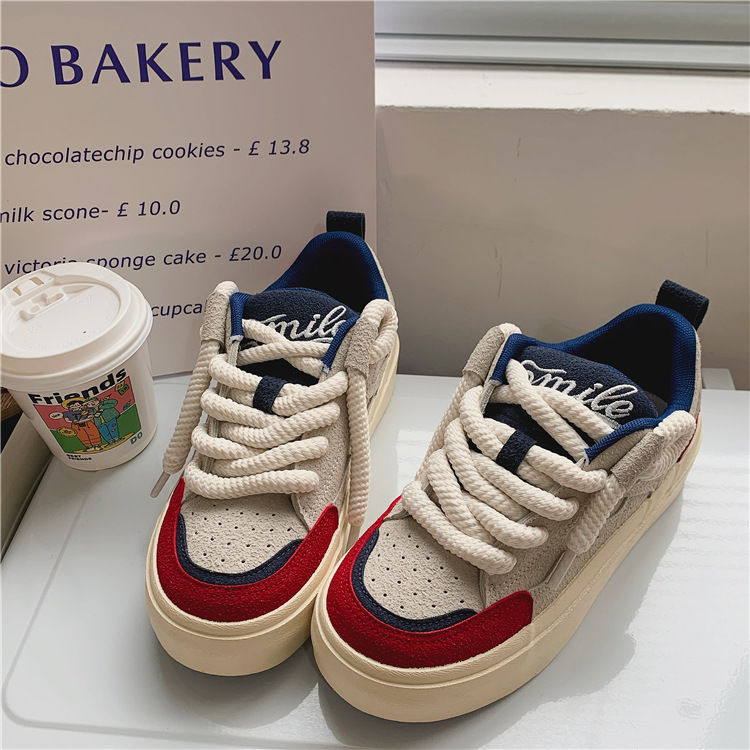 Minority Original Design Thick Rope Bread Shoes Women 2023 New Comfortable Chic Small White Shoes Women's Casual Skateboard Shoes_voghion.com
