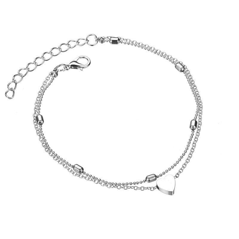 Modisches doppellagiges Strand-Fußkettchen für Frauen, exquisiter Herz-Fußschmuck_voghion.com