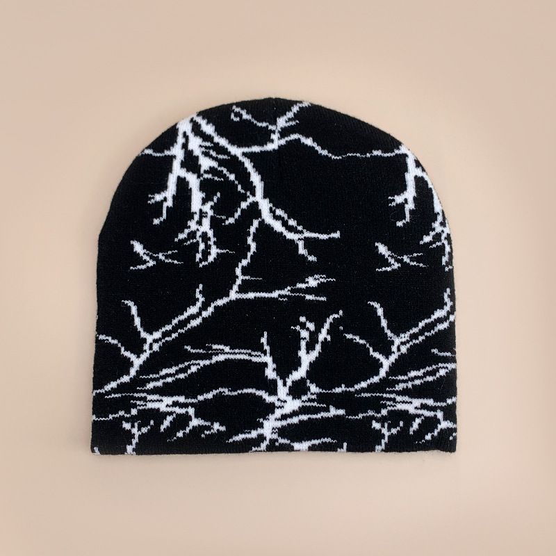 New Dark Style Cool Trendy Lightning Color Block Knitted Unisex Warm Hip Hop Personality Rap Pullover Hat_voghion.com