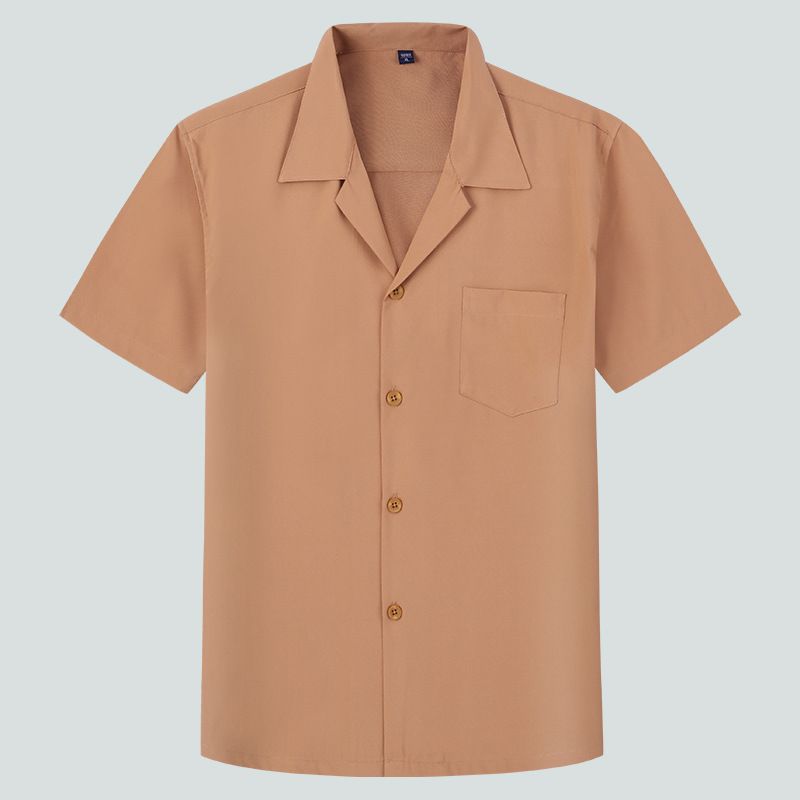 CT Dongyu Men's Spring Summer High-end Men Loose Solid Color Casual Turn-down Collar Short Sleeve Shirt_voghion.com