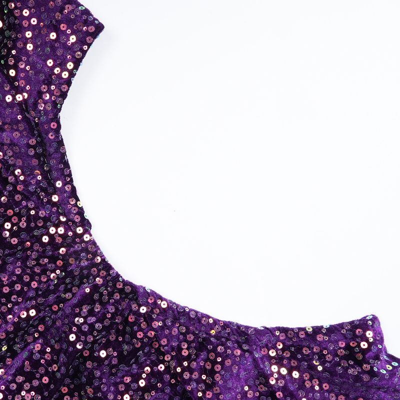 Abito aderente con paillettes taglie forti – Abito da sirena scintillante senza spalline per feste serali (nero/verde/viola/rosso, L-3XL)_voghion.com