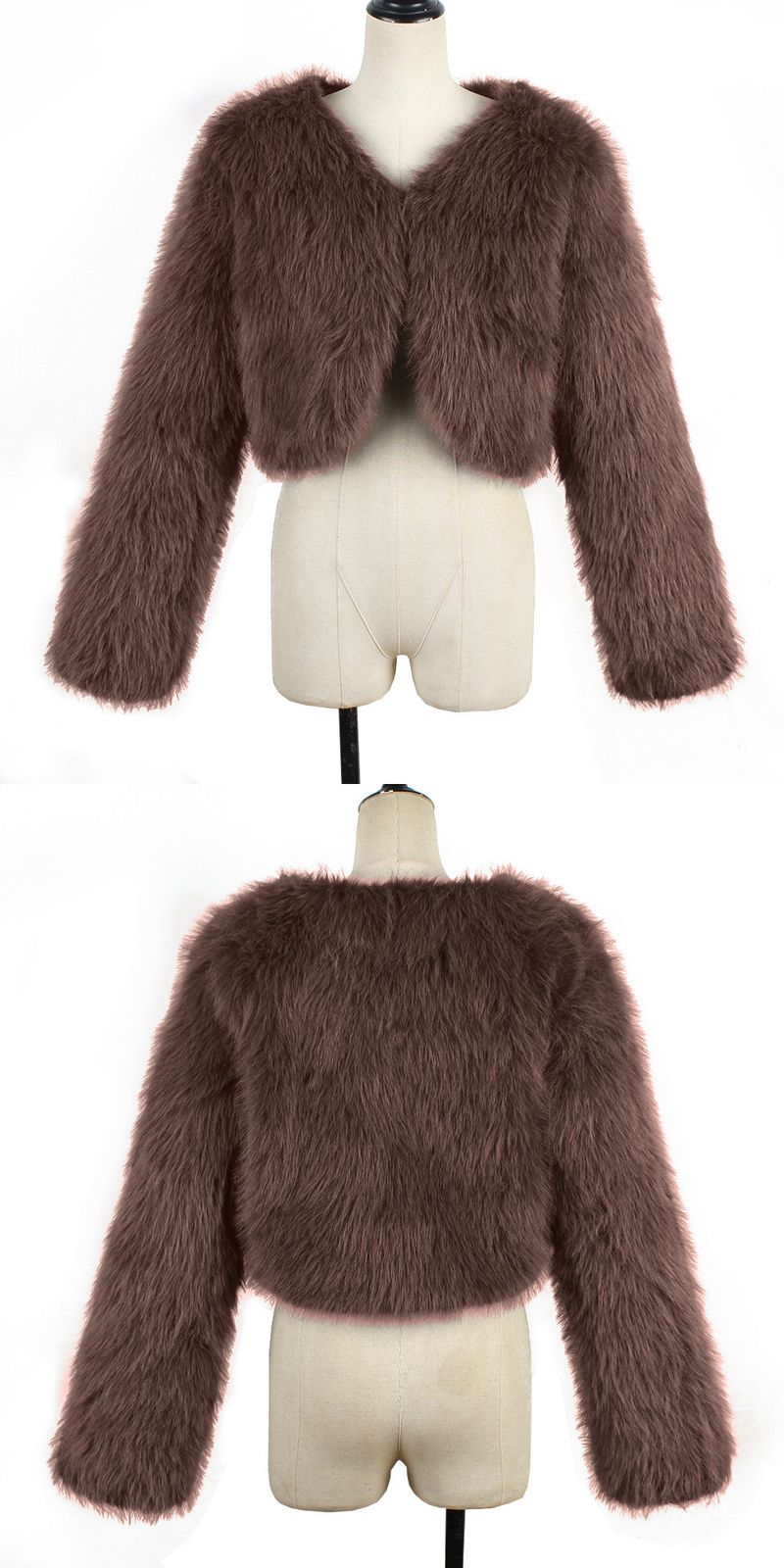 2025 Winter Casual Pelz Kurzen Mantel Frauen Elegante Langarm Flauschigen Outwear Jacke Damen Feste Dicke Warme Pelzigen Outwear_voghion.com