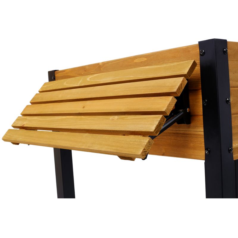 Raised Garden Bed, Metal Leg Wood Planter Boxes With Folding Storage Shelf,Elevated Planter Box For Growing Fresh Herbs, Vegetables, Flowers Great For Outdoor Patio, Deck, Balcony_voghion.com
