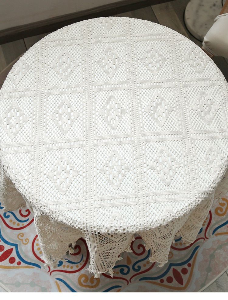 Vintage Crochet Tablecloth – Polyester Lace Rectangular & Round Table Cover For Dining/Coffee Table– Non-Slip Heat-Resistant Farmhouse Decor_voghion.com