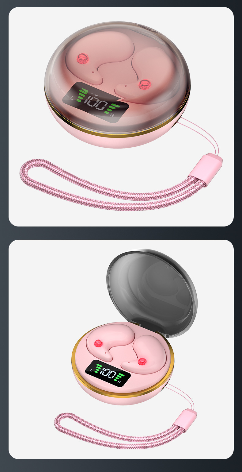 Nuovo auricolare Bluetooth BY8 TWS wireless per dormire, auricolare doppio orecchio, mini display digitale portatile con custodia di ricarica_voghion.com