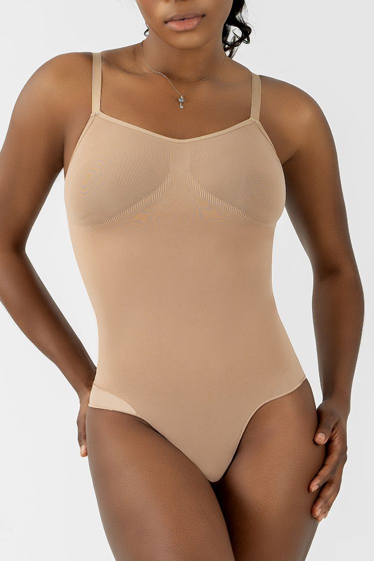 SKIMS Same Style Sculpt Thong Seamless One-Piece High Elastic Hip Lift Tummy Control Slimming Bodysuit_voghion.com