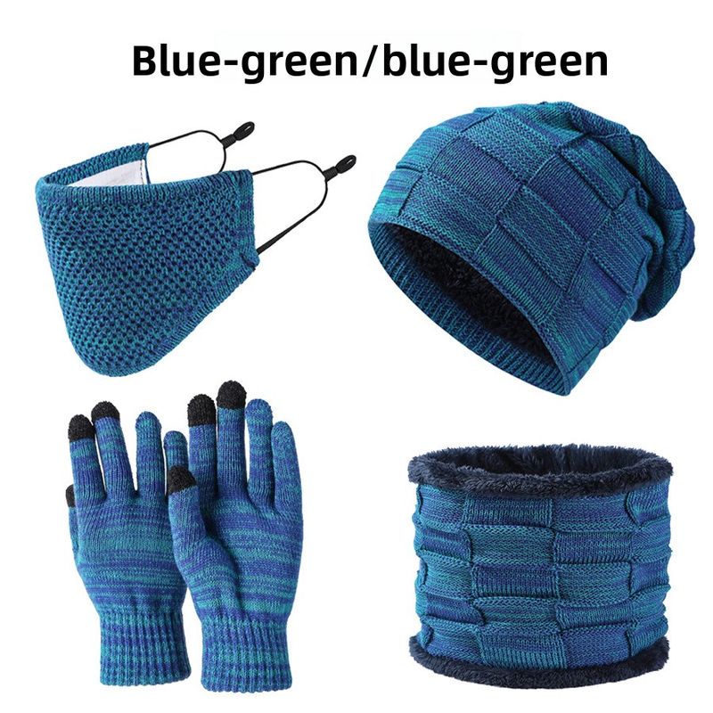 Set di quattro pezzi di cappello, sciarpa, maschera, guanti, caldo e spesso, per uomo e donna, invernale_voghion.com
