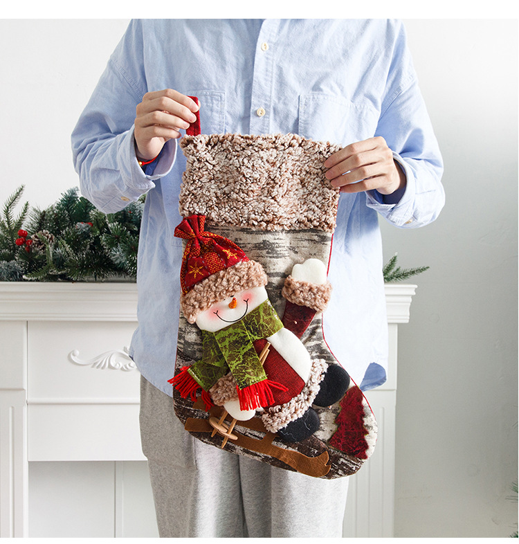 Trineo para ancianos, muñeco de nieve, ciervo, calcetines navideños, adornos navideños, bolsas de regalo para niños, bolsas de dulces_voghion.com