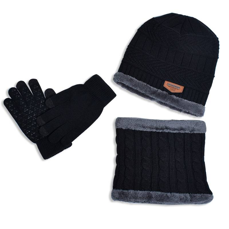 Maglione con cappello invernale, set sciarpa con filato di lana spesso, cappello lavorato a maglia autunnale e invernale da uomo europeo e americano_voghion.com