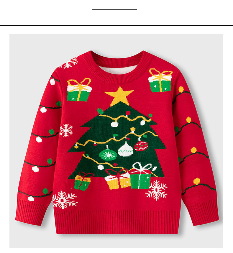 Vêtements pour enfants Automne et hiver Noël Arbre de Noël Pull Garçons et filles Bébé Bas Pull Pull tricoté_voghion.com