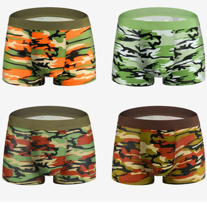 Camouflage mænds undertøj bambusfiber åndbare boxershorts med mellemtalje trykte boxershorts direkte fabrikssalg i ét stykke drop shipping_voghion.com