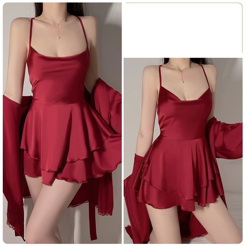 Riietus Guiruo Brändi Aluspesu Mugav siidine Satiin Seksikas Sway Krae Naiste Suspender Öösärk Välismantel Avaleht_voghion.com