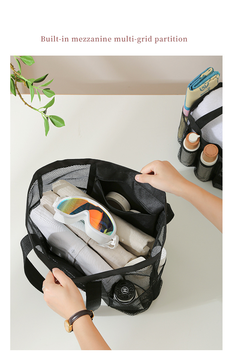 Foldable Mesh Beach Bag - Large Capacity Waterproof Tote For Swimming Gym & Travel Portable Carryall With Handles_voghion.com
