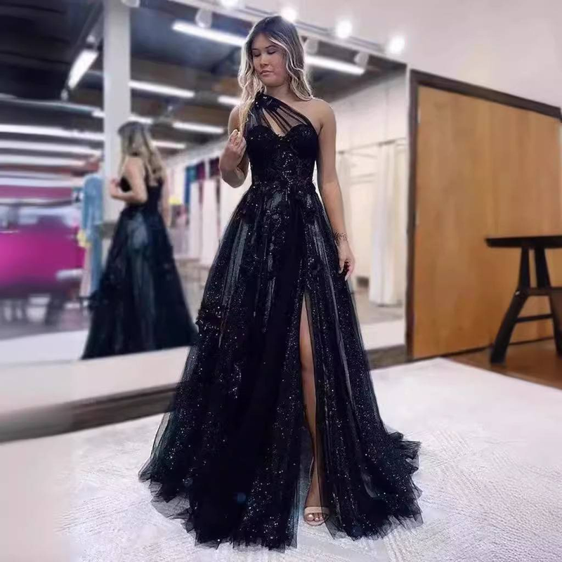 Women's Clothing Black Banquet Evening Dress For Women High End New Sequined Haute Couture Art Exam Performance Birthday Host Dress_voghion.com
