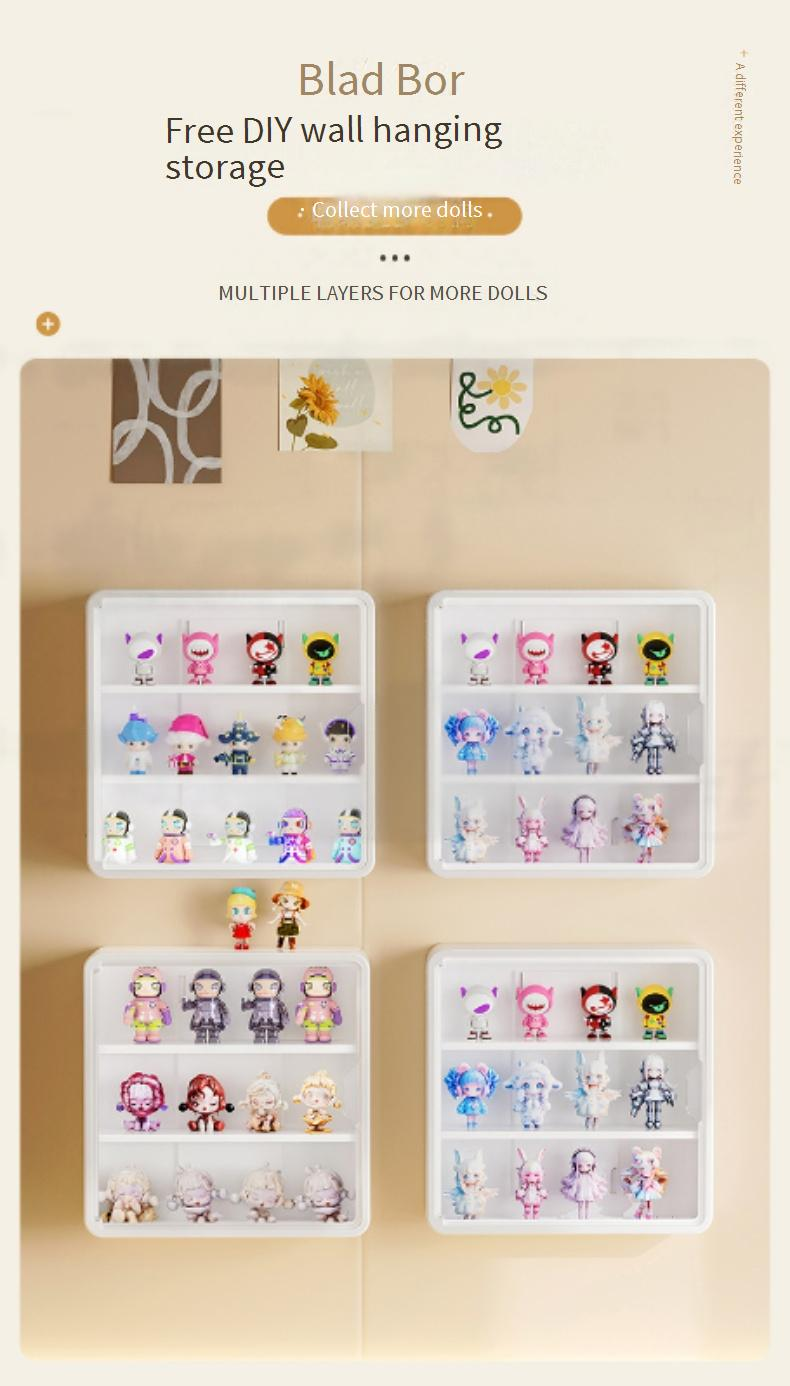 Premium transparante wandgemonteerde blindbox organizer - heldere acryl displaykast_voghion.com